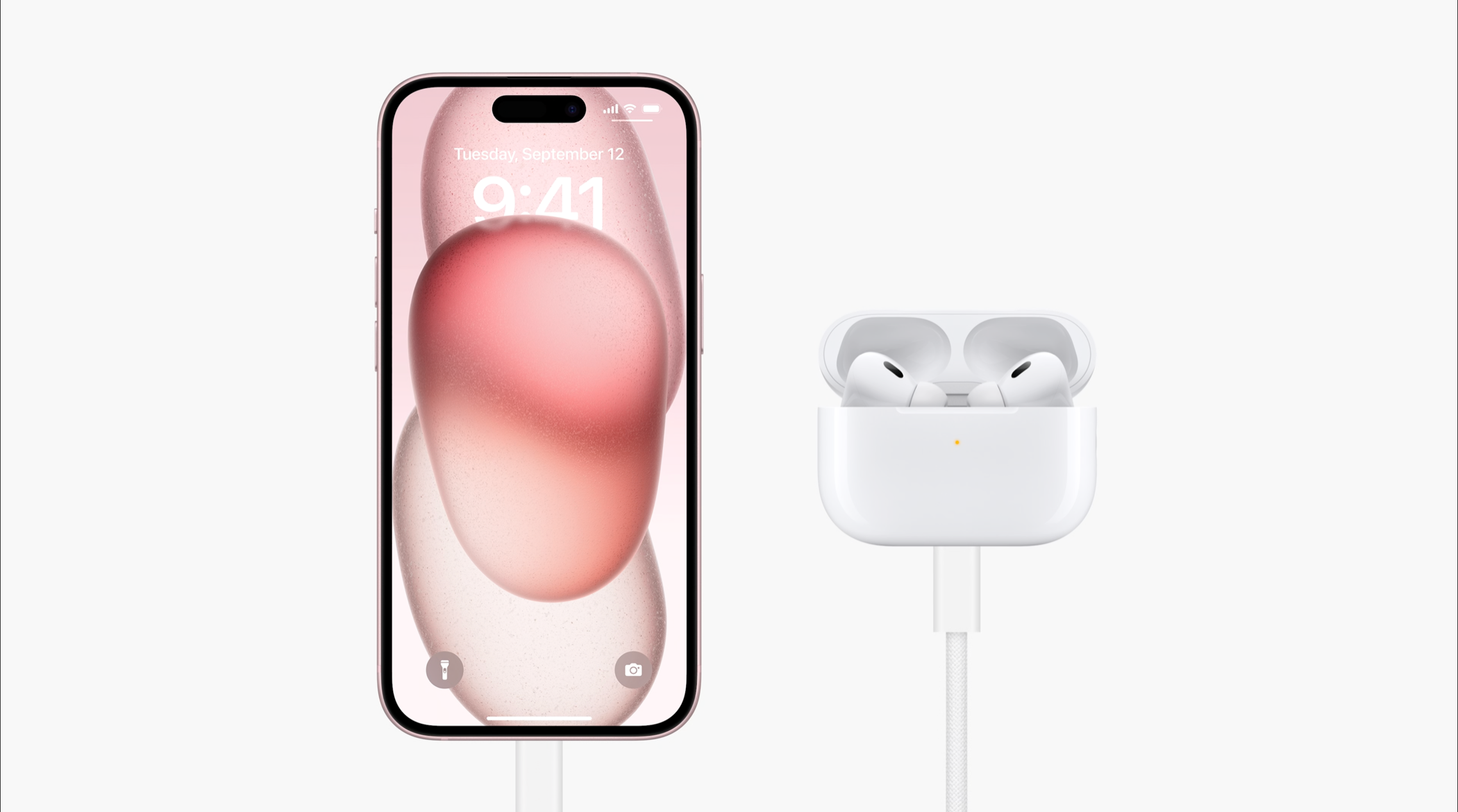 AirPods Pro charging via iPhone 15 over USB-C