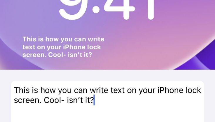 Write the text for lock screen widget.
