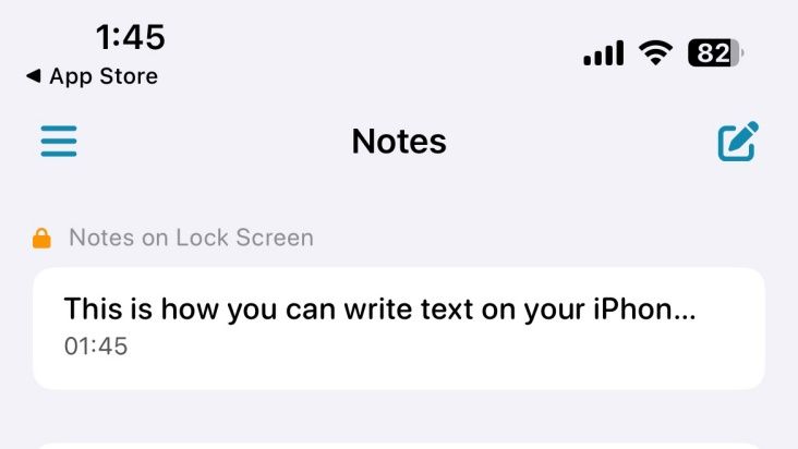 A saved note in the LockNotes app.