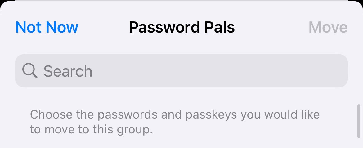 Choose to move passwords to your new Shared Group