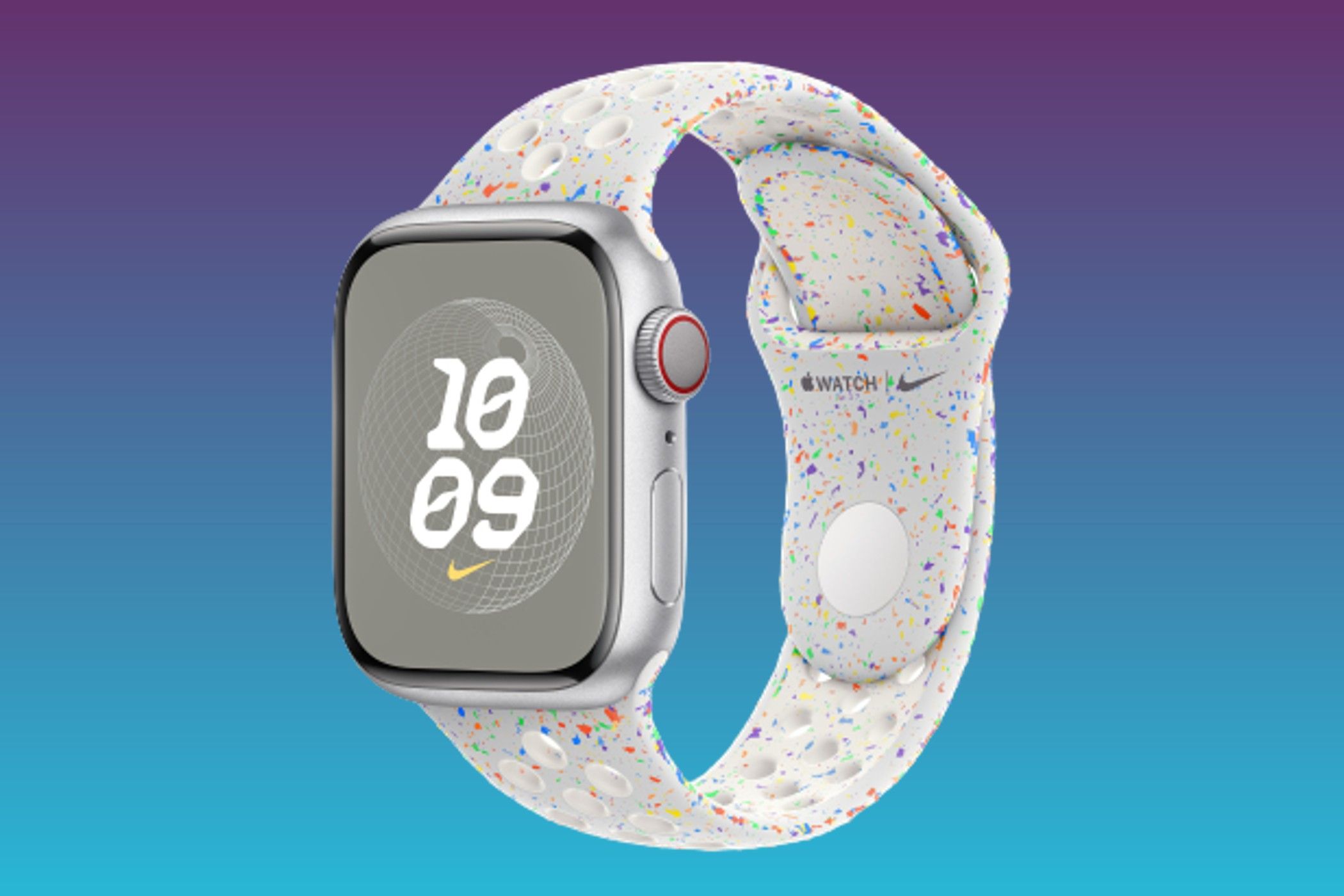 Nike Sport Band for Apple Watch on gradient background