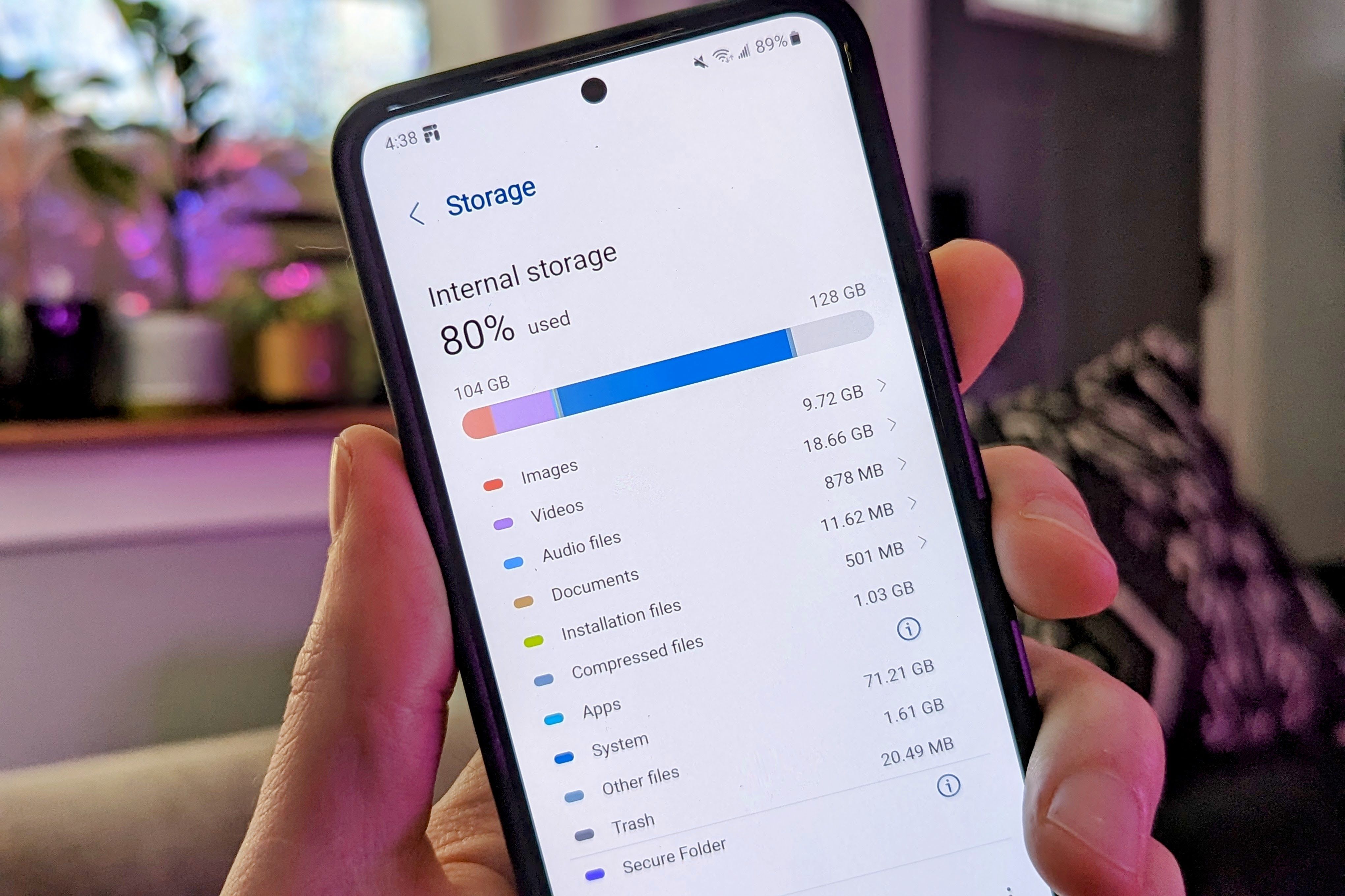 Android storage space screen.