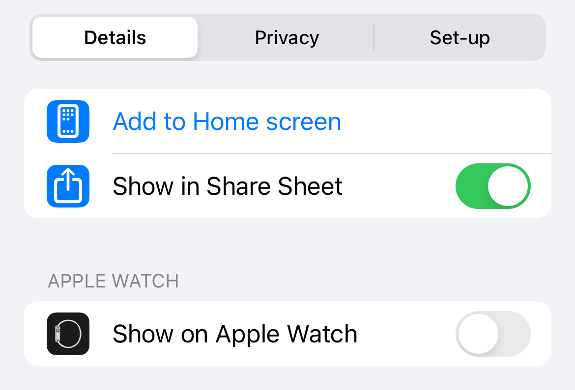 Toggle Share Sheet visibility in a Shortcuts workflow