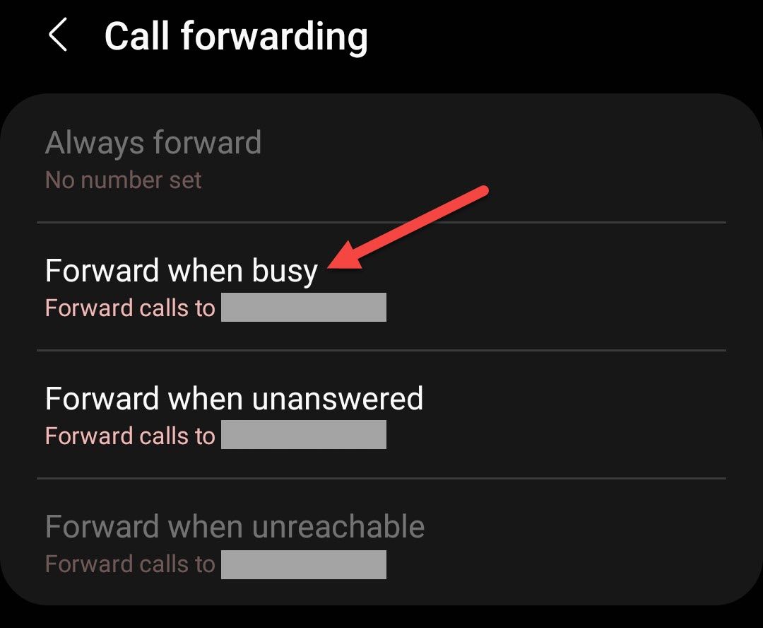 Call forwarding options.