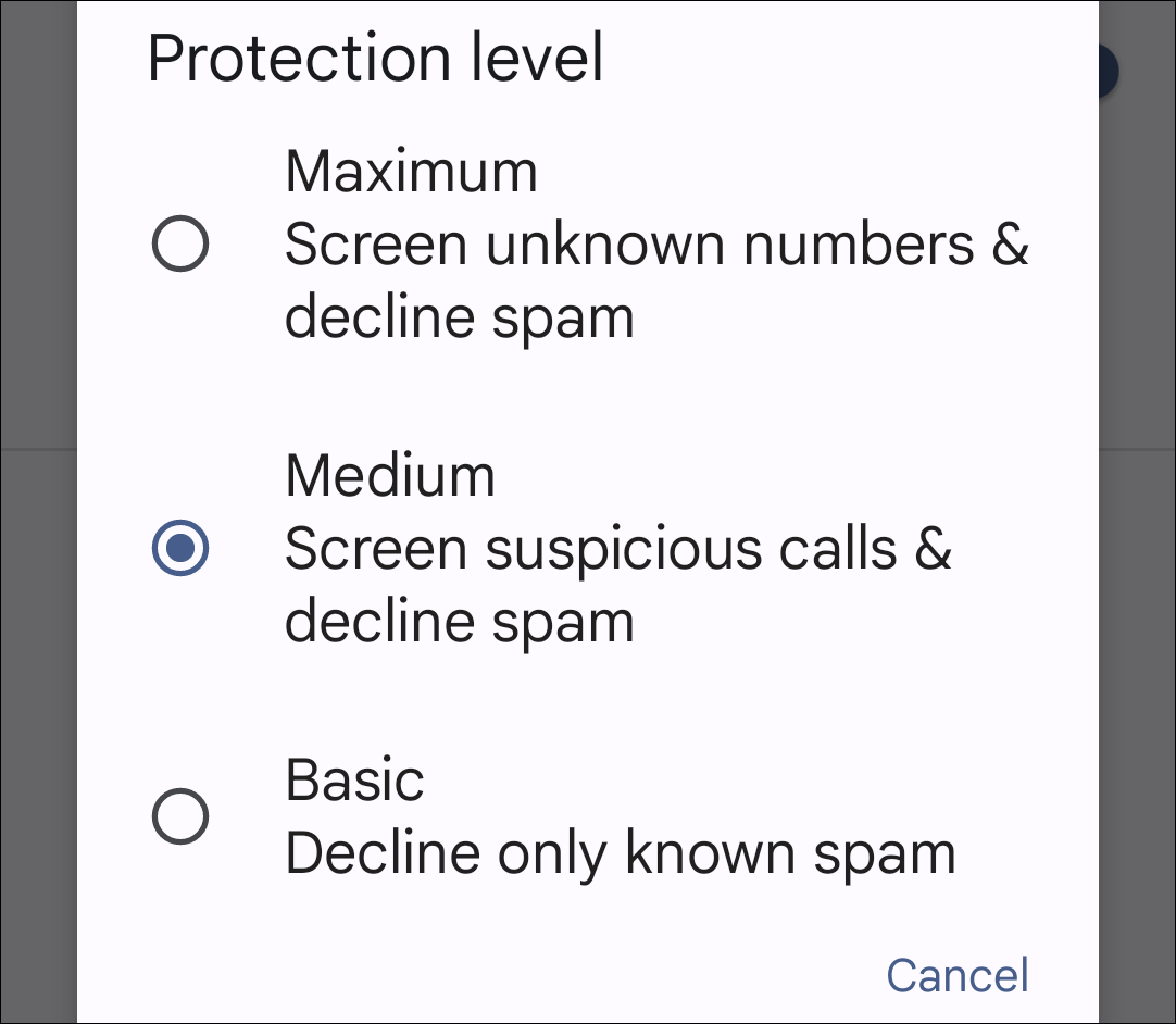 Choose a protection level.