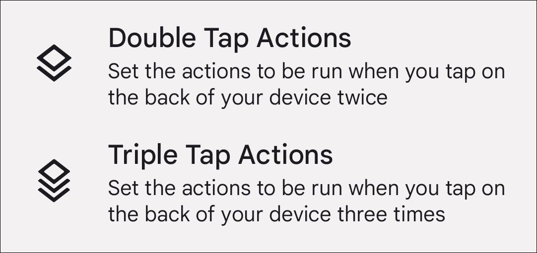 Select Double Tap or Triple Tap actions.