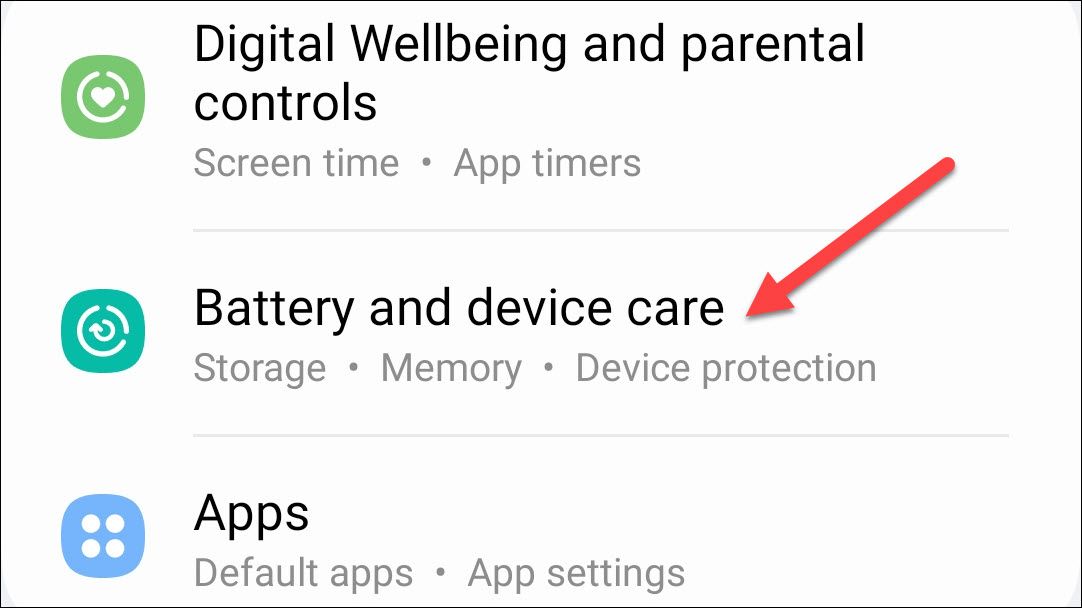 Go to "Battery & Device Care" first, then tap "Storage."