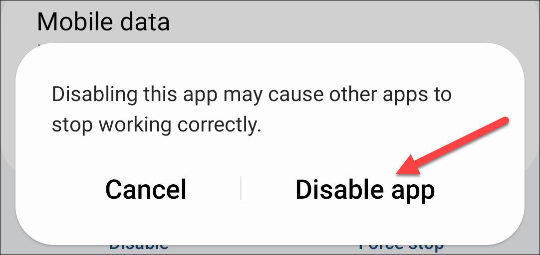 confirm that you want to disable