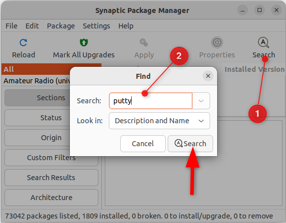 search for the putty pacakge