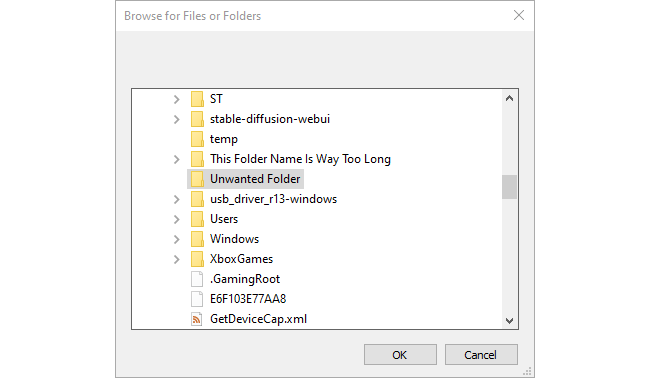 Select the unwanted folder, then click 