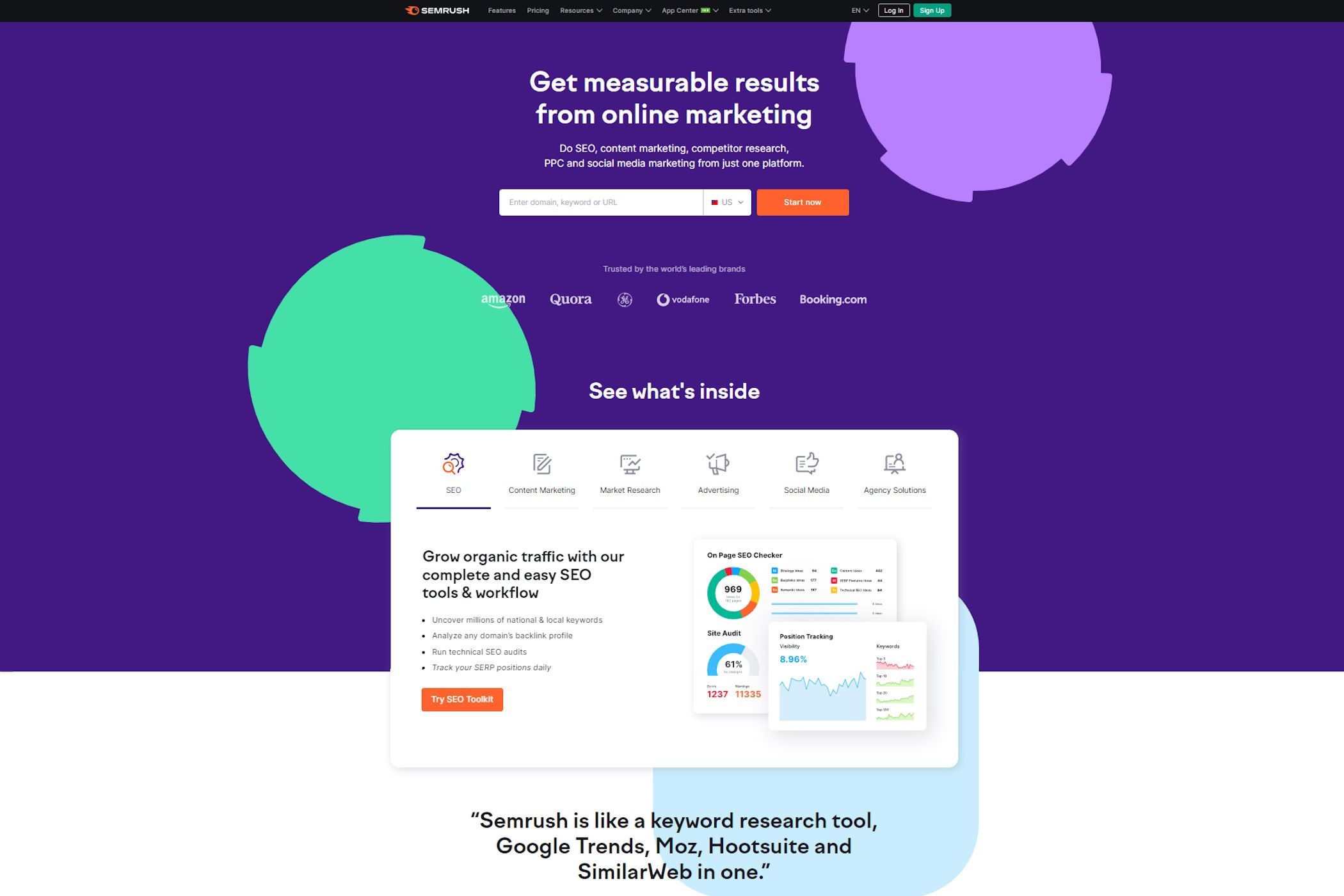 semrush website homepage