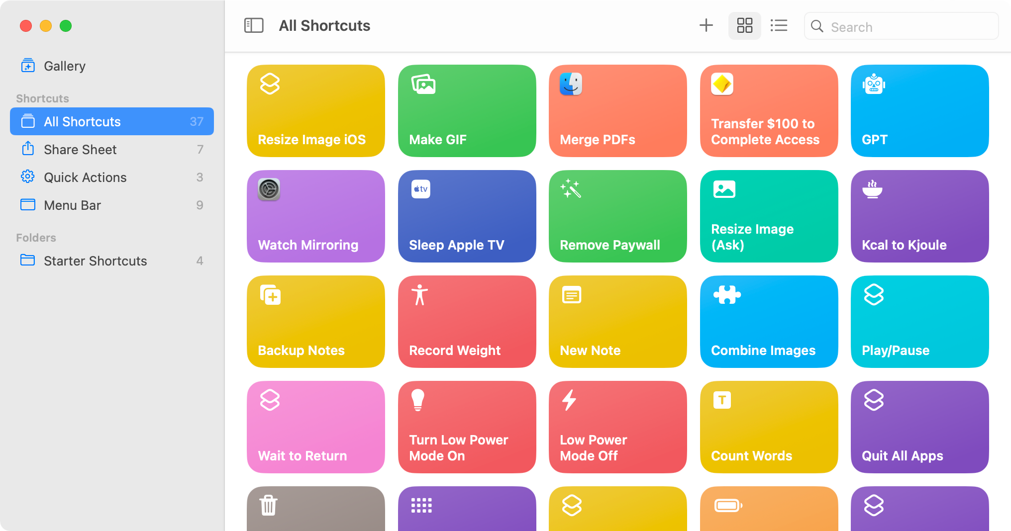 Shortcuts app for macOS