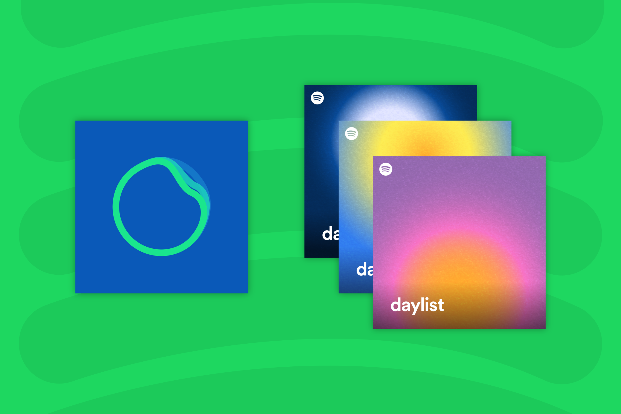 Spotify DJ and Daylist playlist covers.