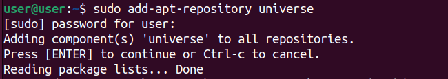 command to enable universe repository