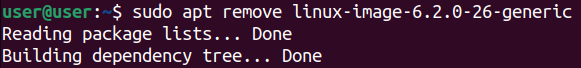 command to remove the kernel inux-image-6.2.0-26-generic