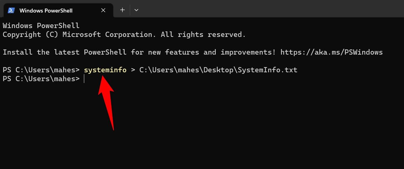 'systeminfo' command highlighted on a PowerShell window.