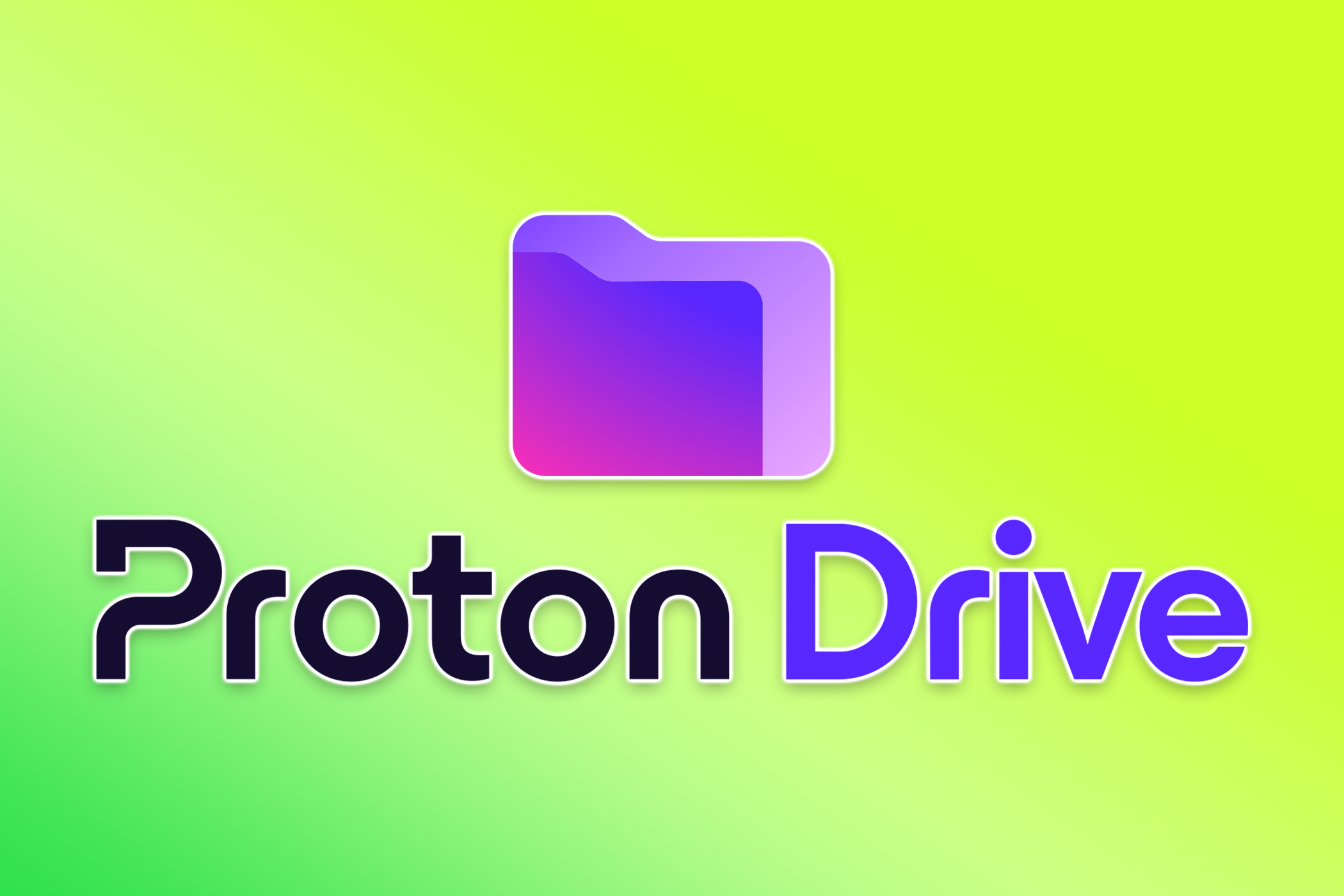 Proton Drive logo on a green background.