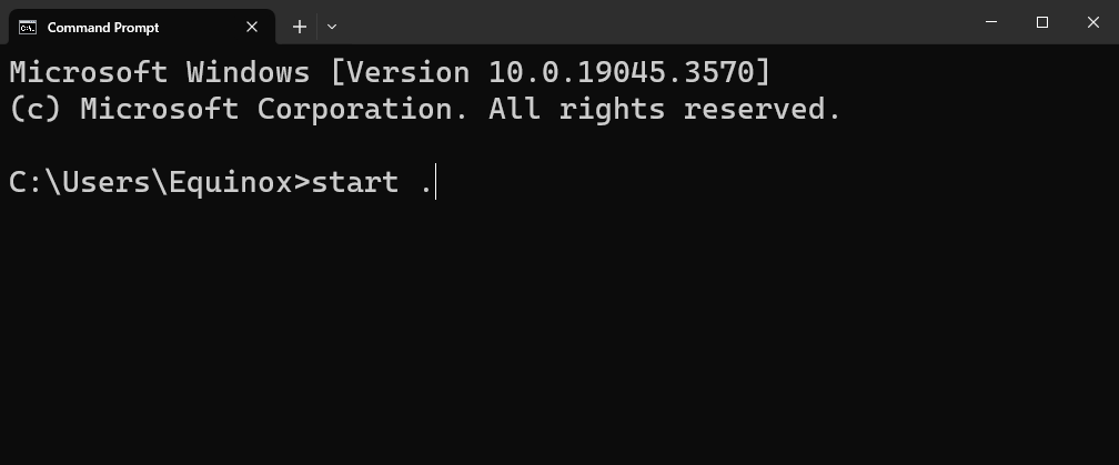 Entering "start ." in the cmd prompt. 