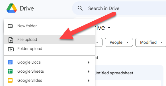 Google Drive Web File or Folder Upload Options