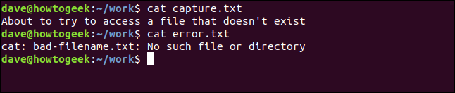 Our two text files, error.txt and capture.txt, contain the correct information. 