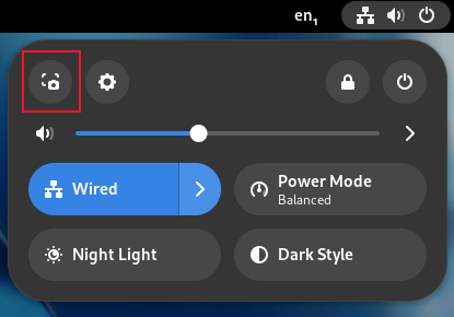 The new screenshot button in the system menu