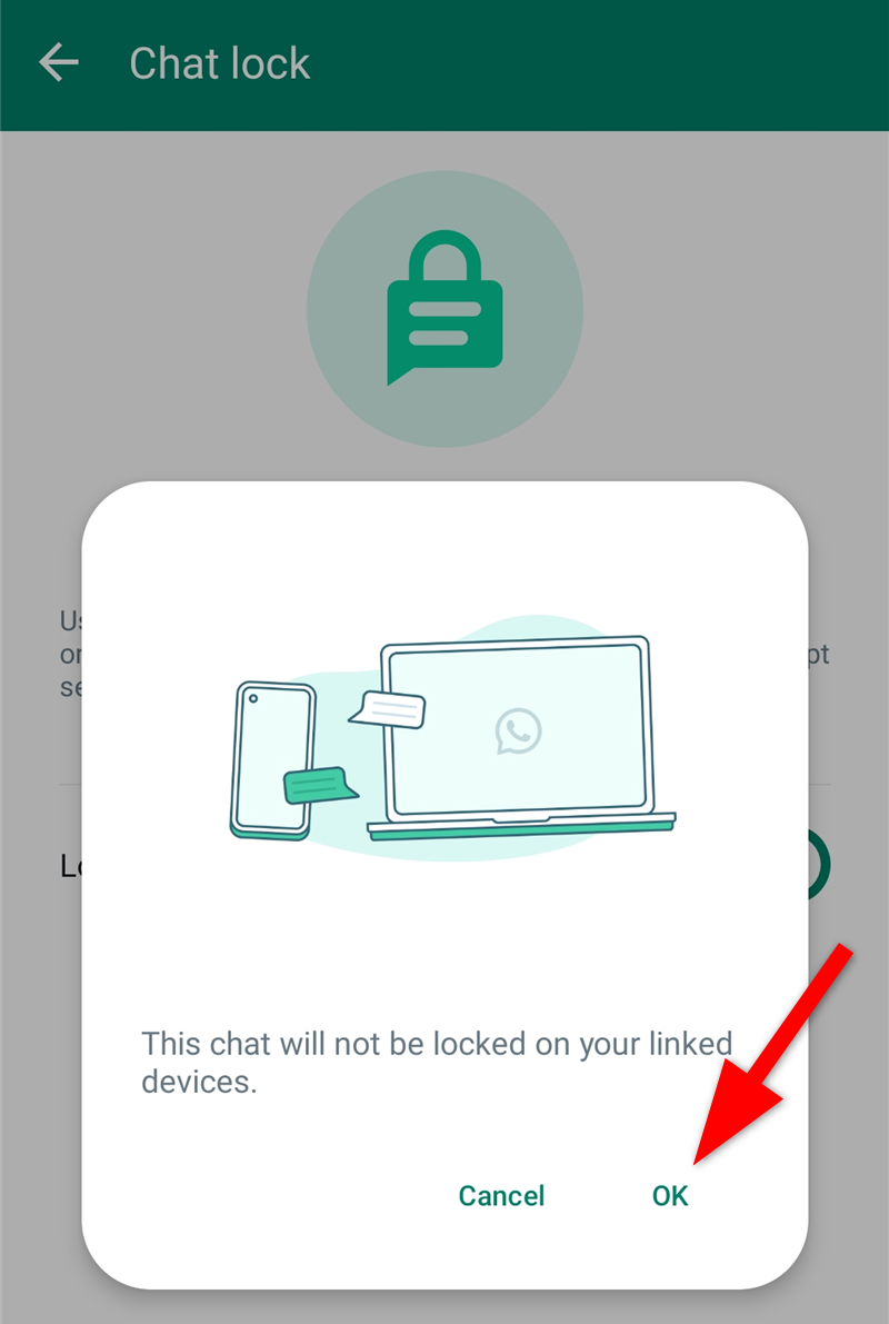 A popup to get permission to lock a chat