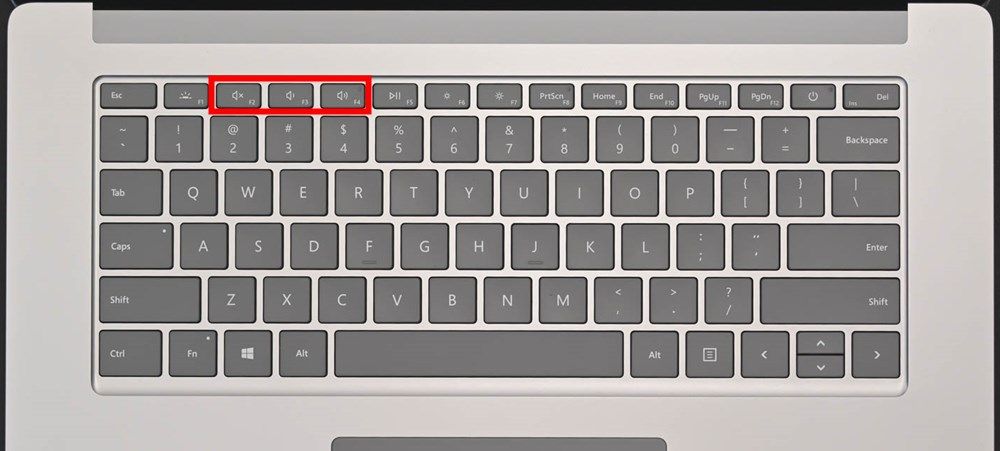 The volume buttons on a Surface laptop. 