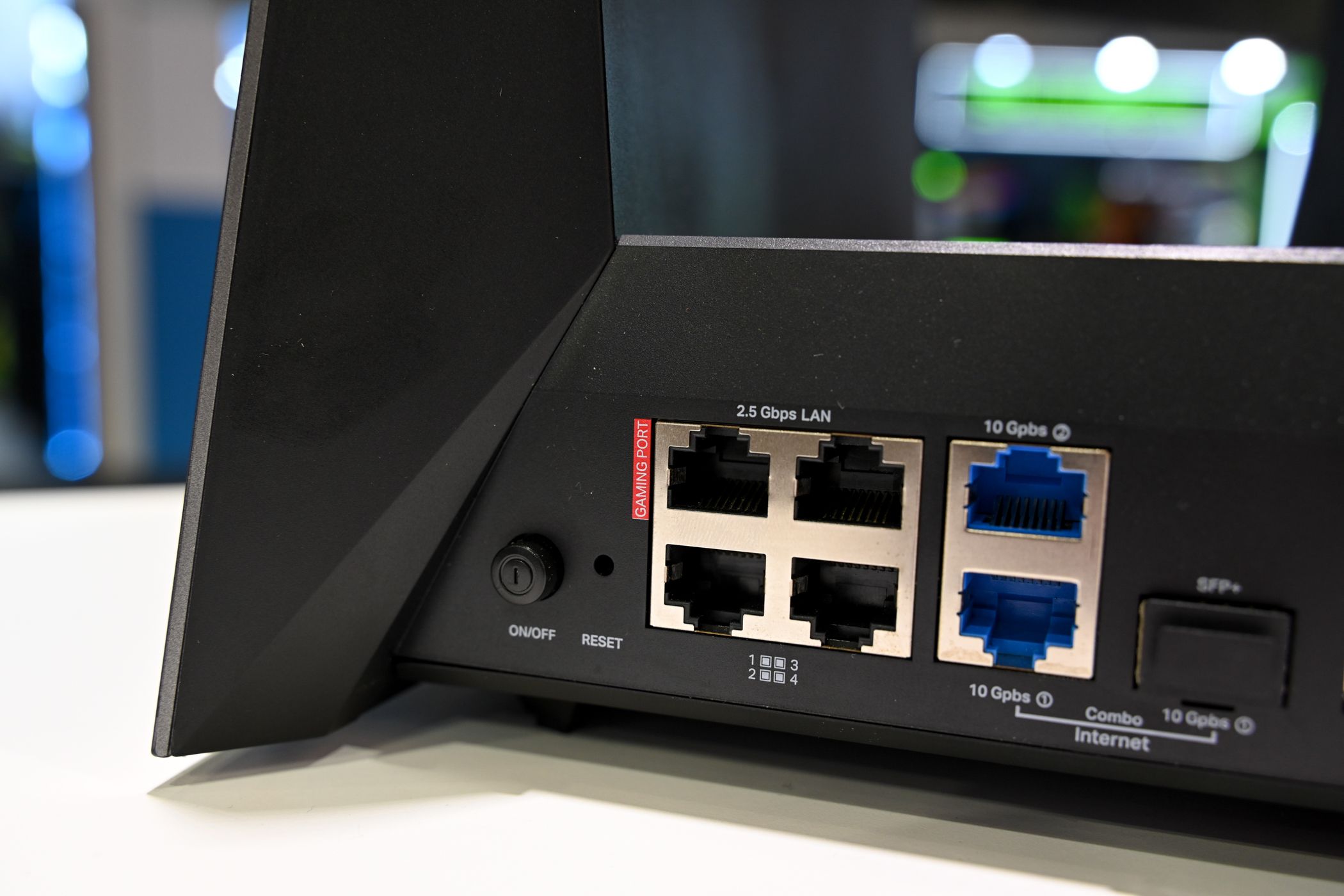 Some ports on the back of a router. 