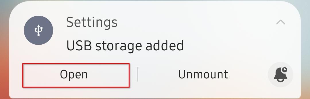 Android USB Flash Drive Notification Open