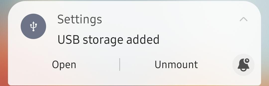 Android USB Flash Drive Notification
