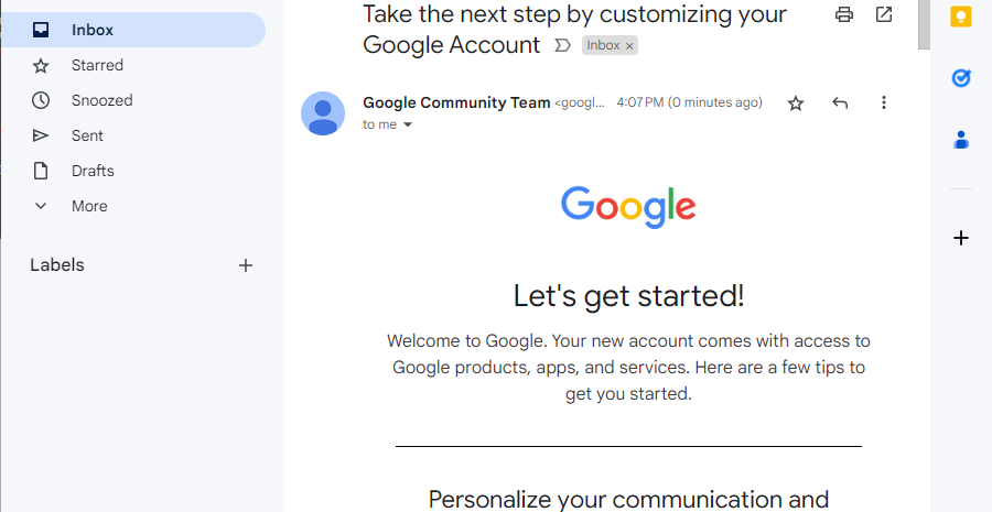 Customize your Gmail account welcome email. 