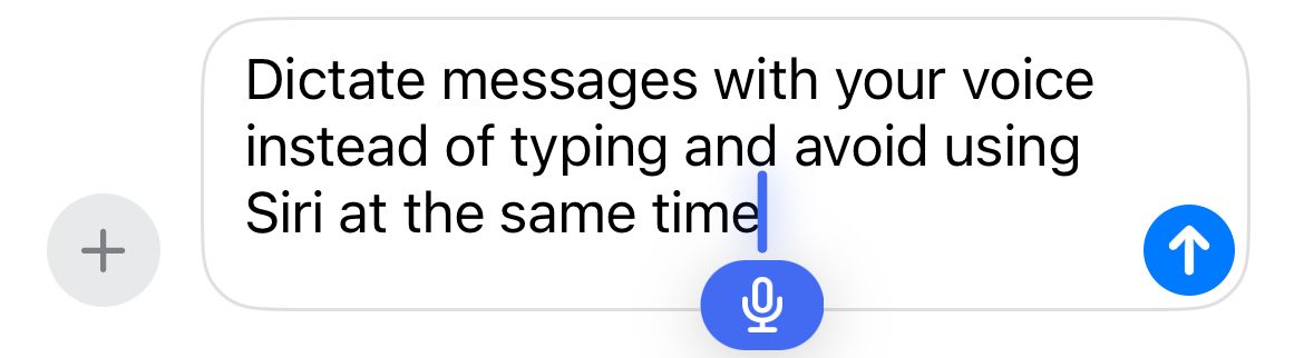 A text message being dictated in the iOS Messages app.
