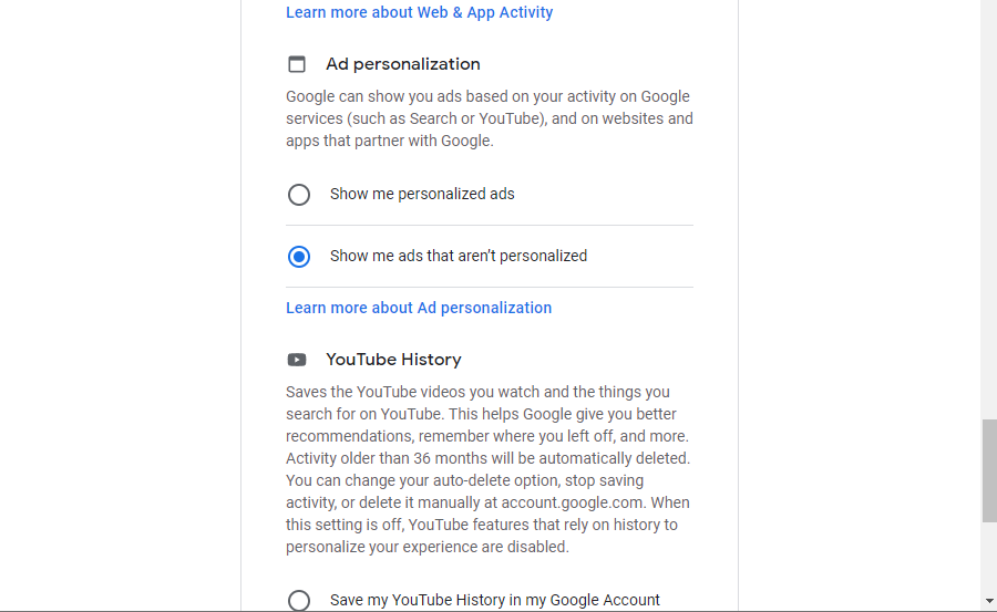 You can choose to disable some data collection by Google. 