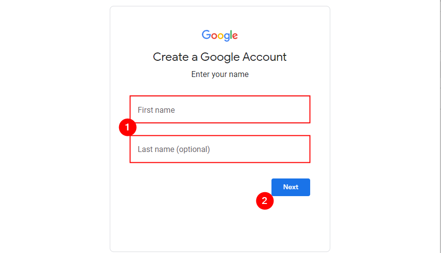 Enter your first name, and optionally your second name. 