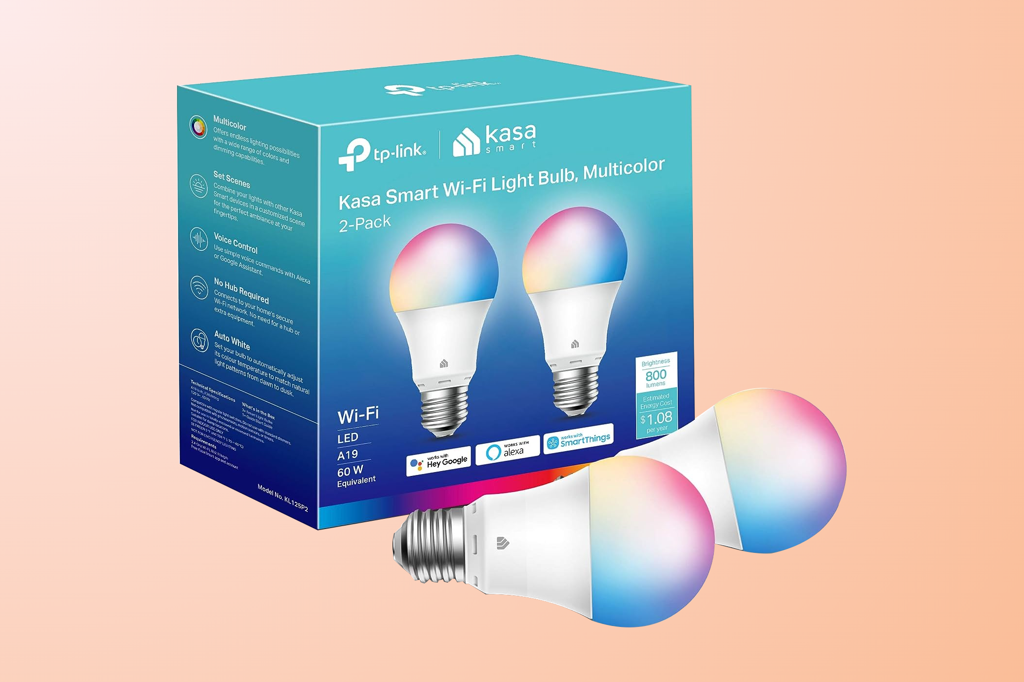 Two-pack of Kasa smart light bulbs