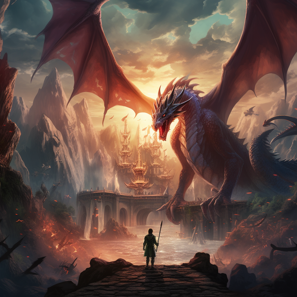 MidJourney Dragon and Elves Fantasy Image