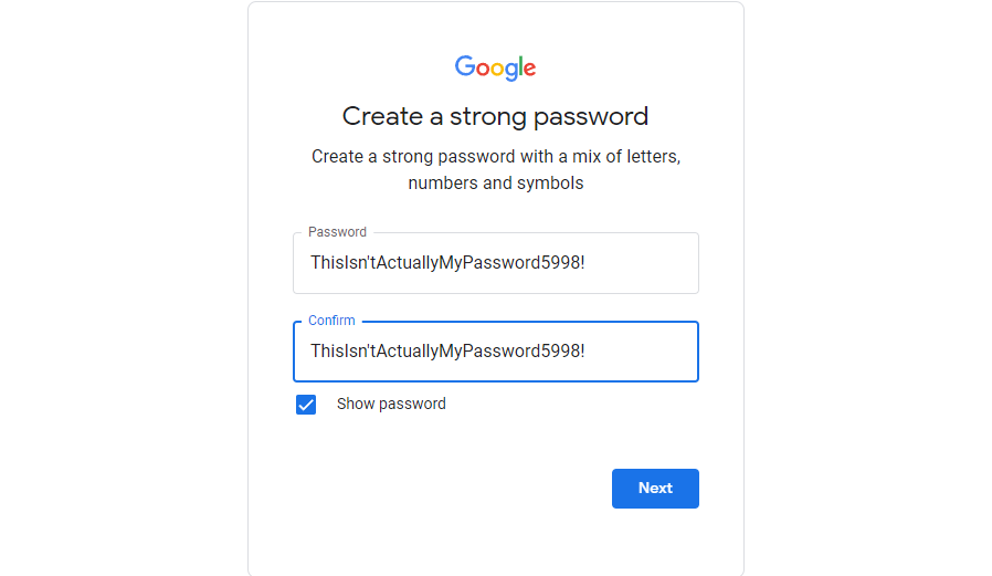 Create a strong password, but make sure you note what it is. 