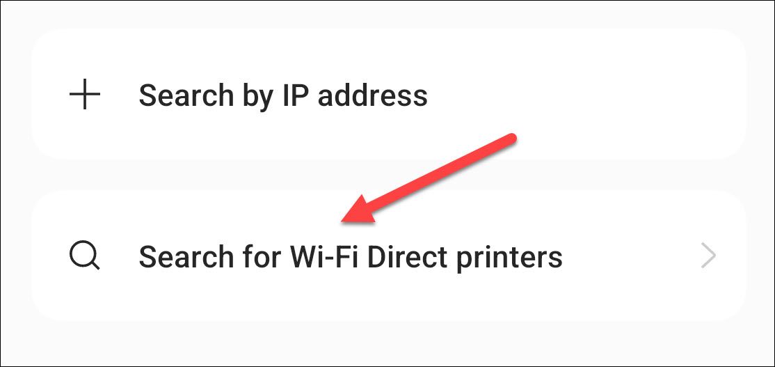 Search for Wi-Fi direct printers on android.