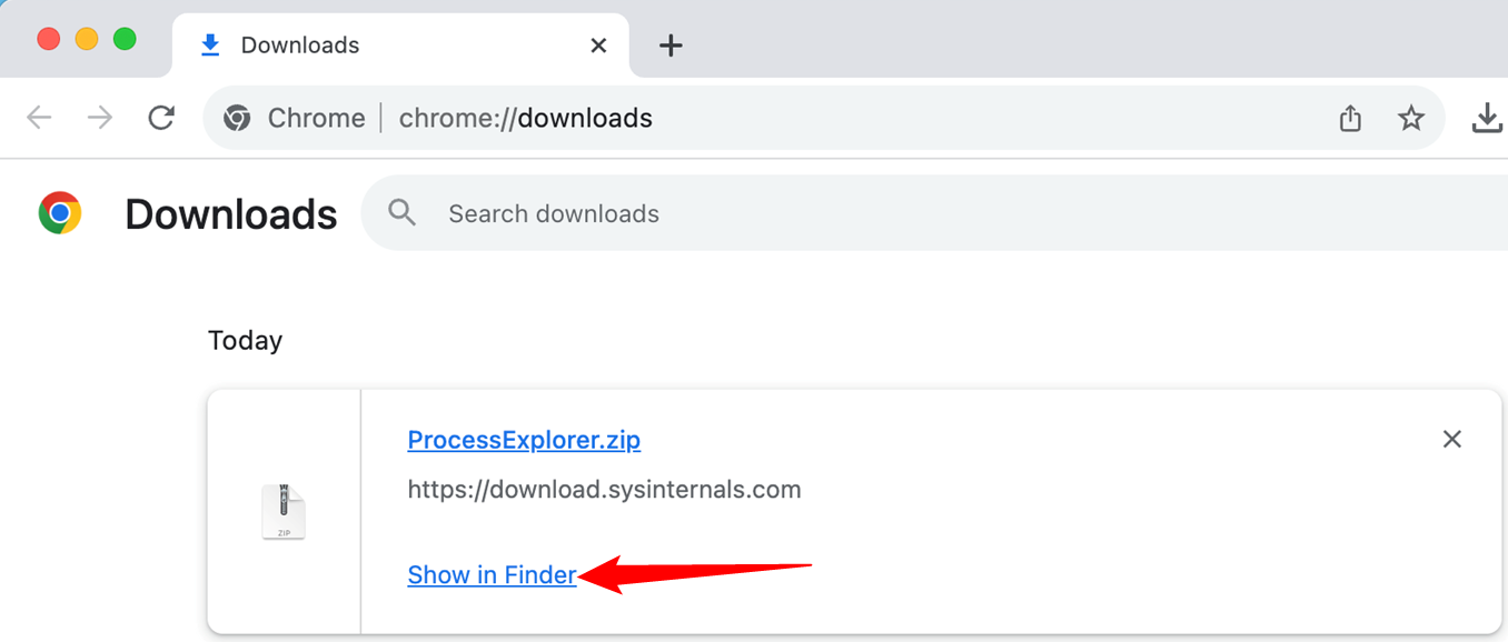 Click "Show in Finder" on Google Chrome to open Finder to the location of your download. 