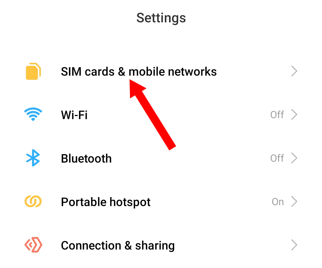 Screenshot of SIM Card & Mobile Network tab.