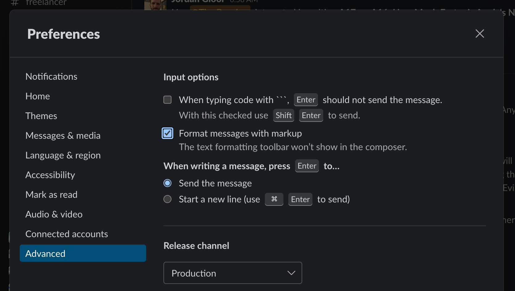 Toggle Markdown in Slack