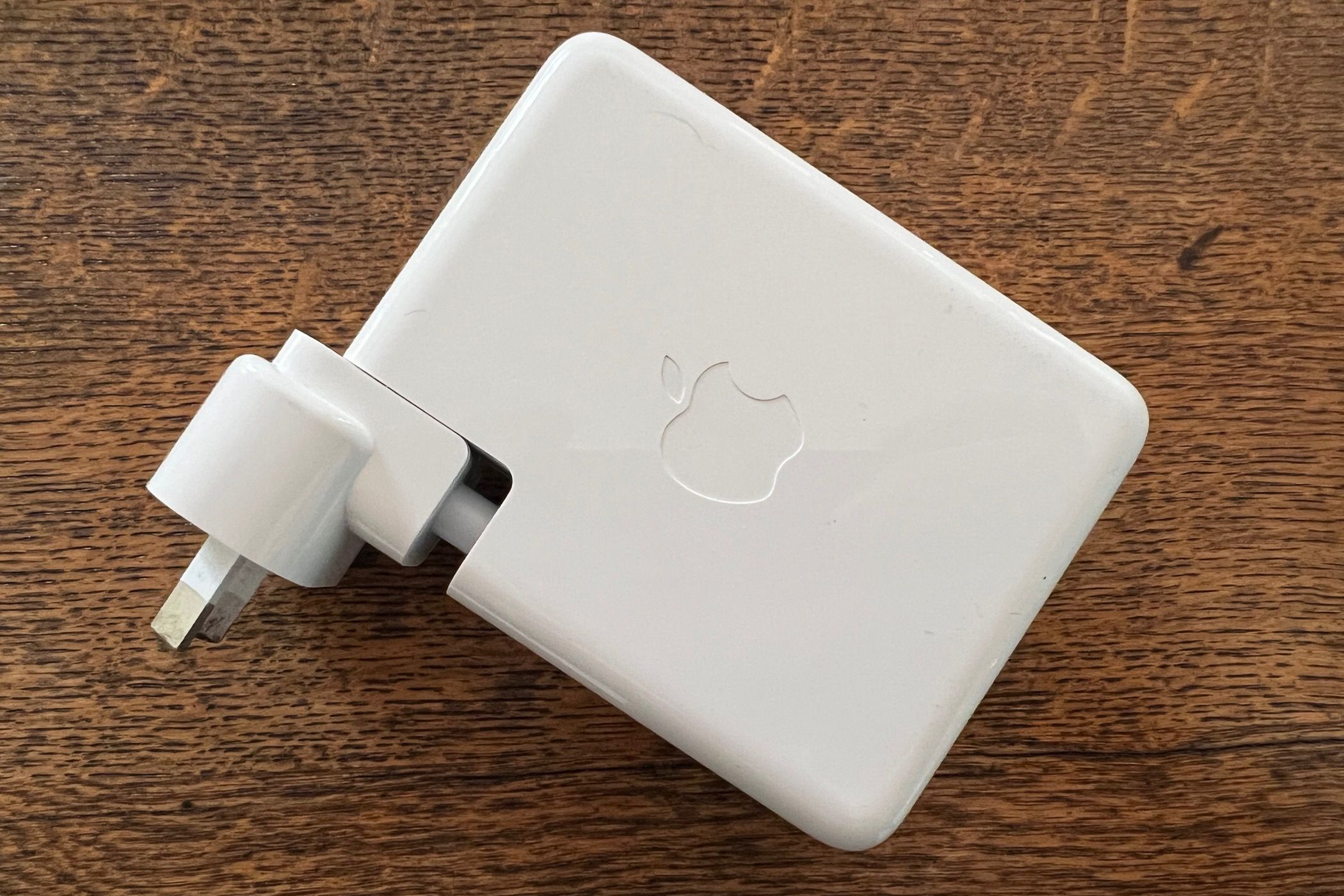 A MacBook adapter with a slipped plug