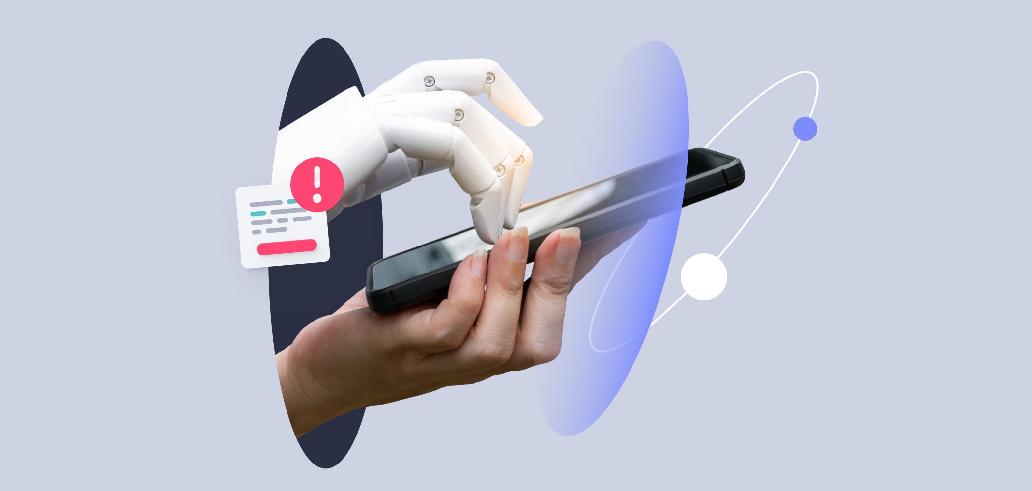 robot hand dialing on phone