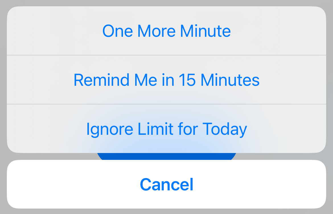 Options for ignoring your self-imposed time limit.