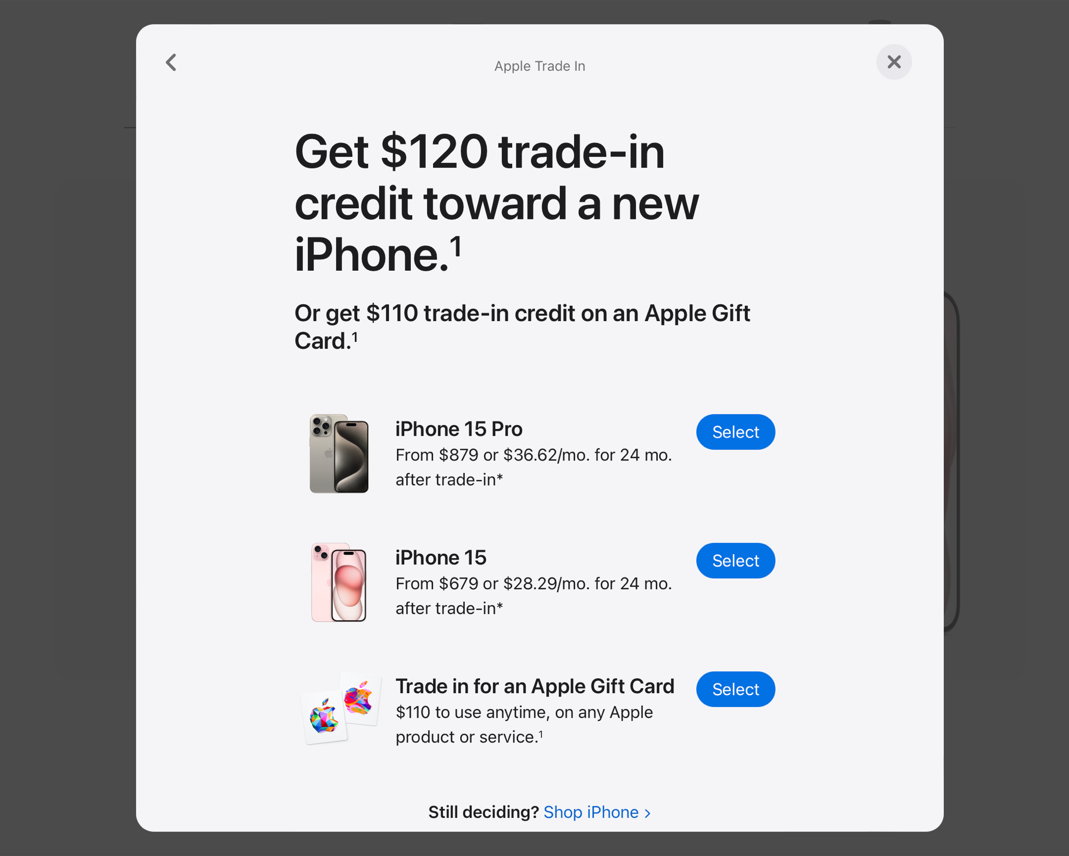 Check trade-in eligiblity on the Apple Trade-In website