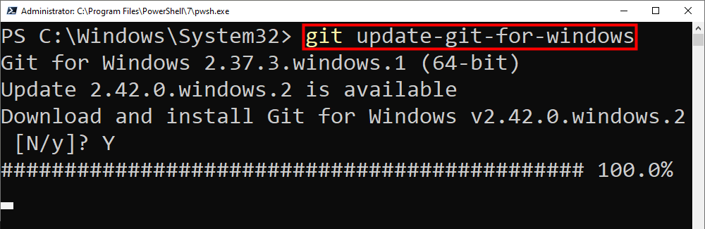 Git updating on Windows.