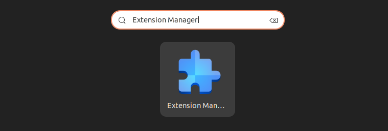 Search box with a search text for Extension Manager