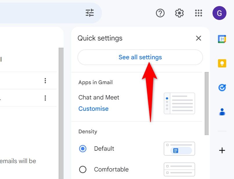 'See All Settings' highlighted on Gmail's desktop site.