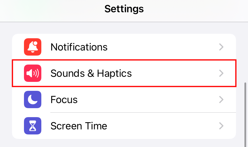 Tap "Sound and Haptics." 