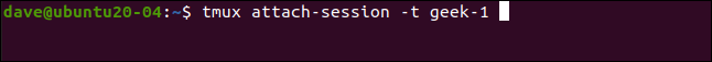 Reattaching to a tmux session. 